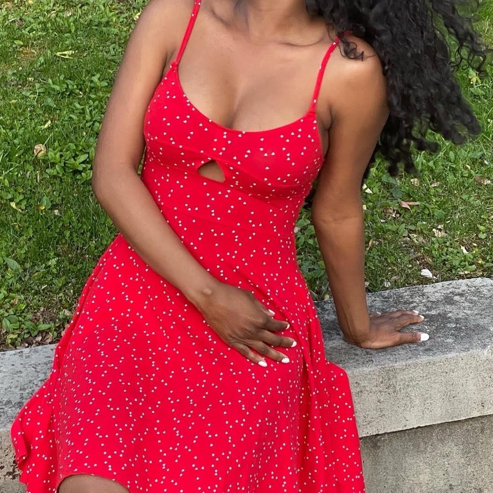 Red Sweetheart Spaghetti Strap Dress Date Dress